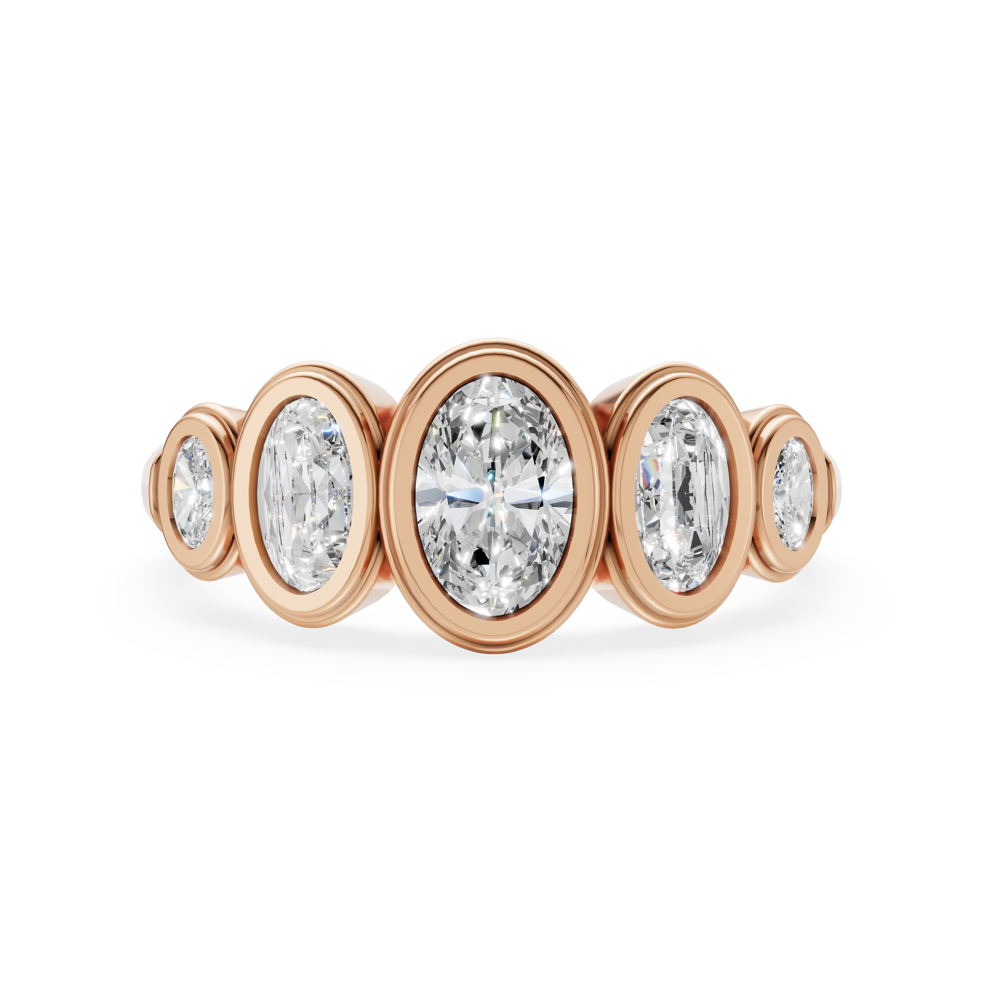 'Venus' 5-Stone Graduated, Double Bezel-Set, 0.85 TCW Oval Cut Lab Diamond Ring