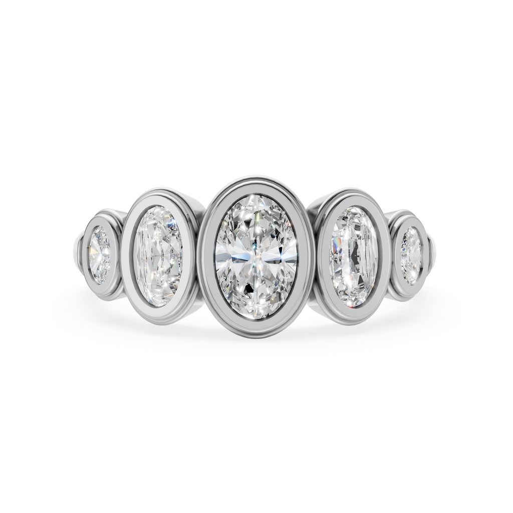 'Venus' 5-Stone Graduated, Double Bezel-Set, 0.85 TCW Oval Cut Lab Diamond Ring