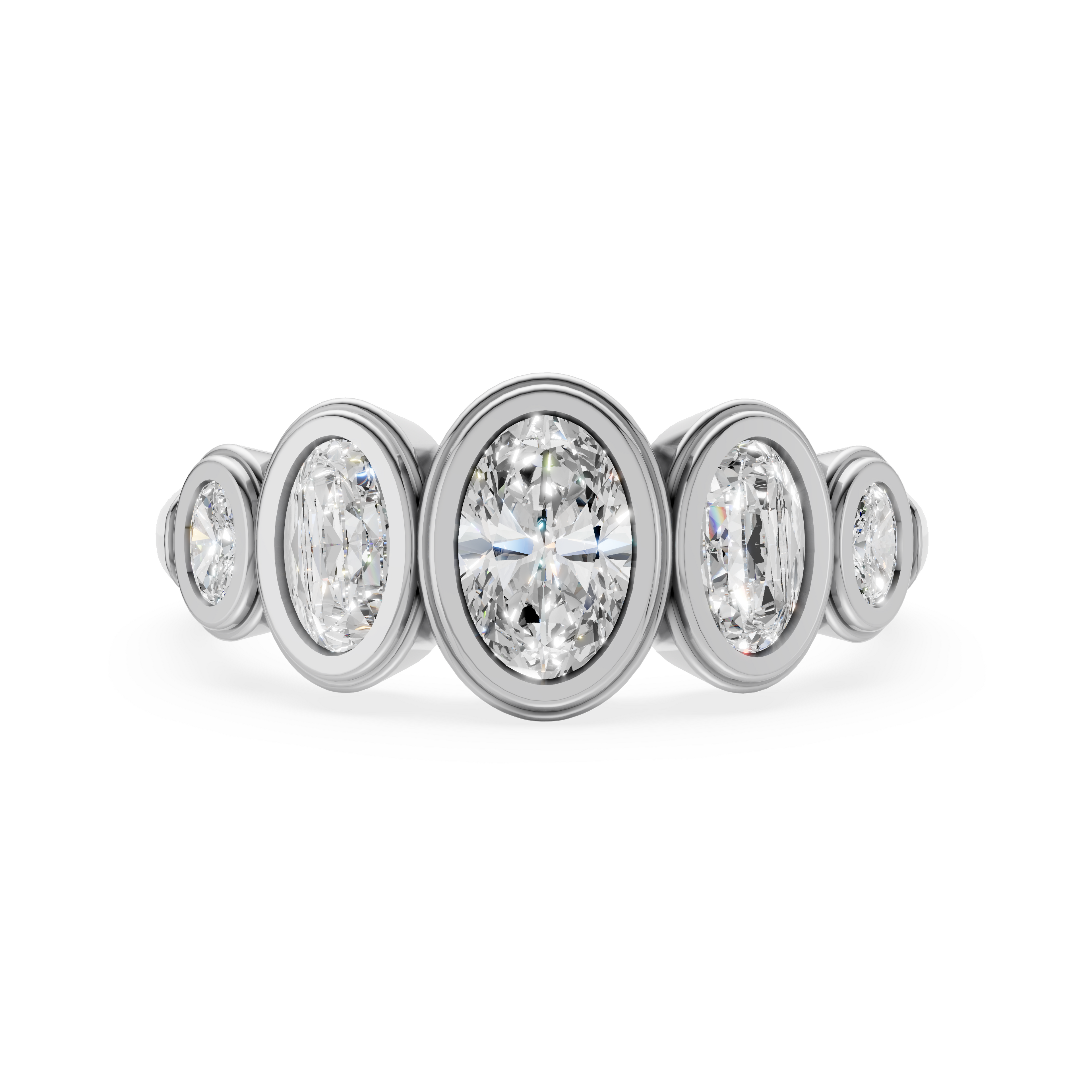 'Venus' 5-Stone Graduated, Double Bezel-Set, 0.85 TCW Oval Cut Lab Diamond Ring
