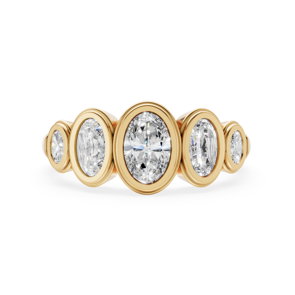 'Venus' 5-Stone Graduated, Double Bezel-Set, 0.85 TCW Oval Cut Lab Diamond Ring
