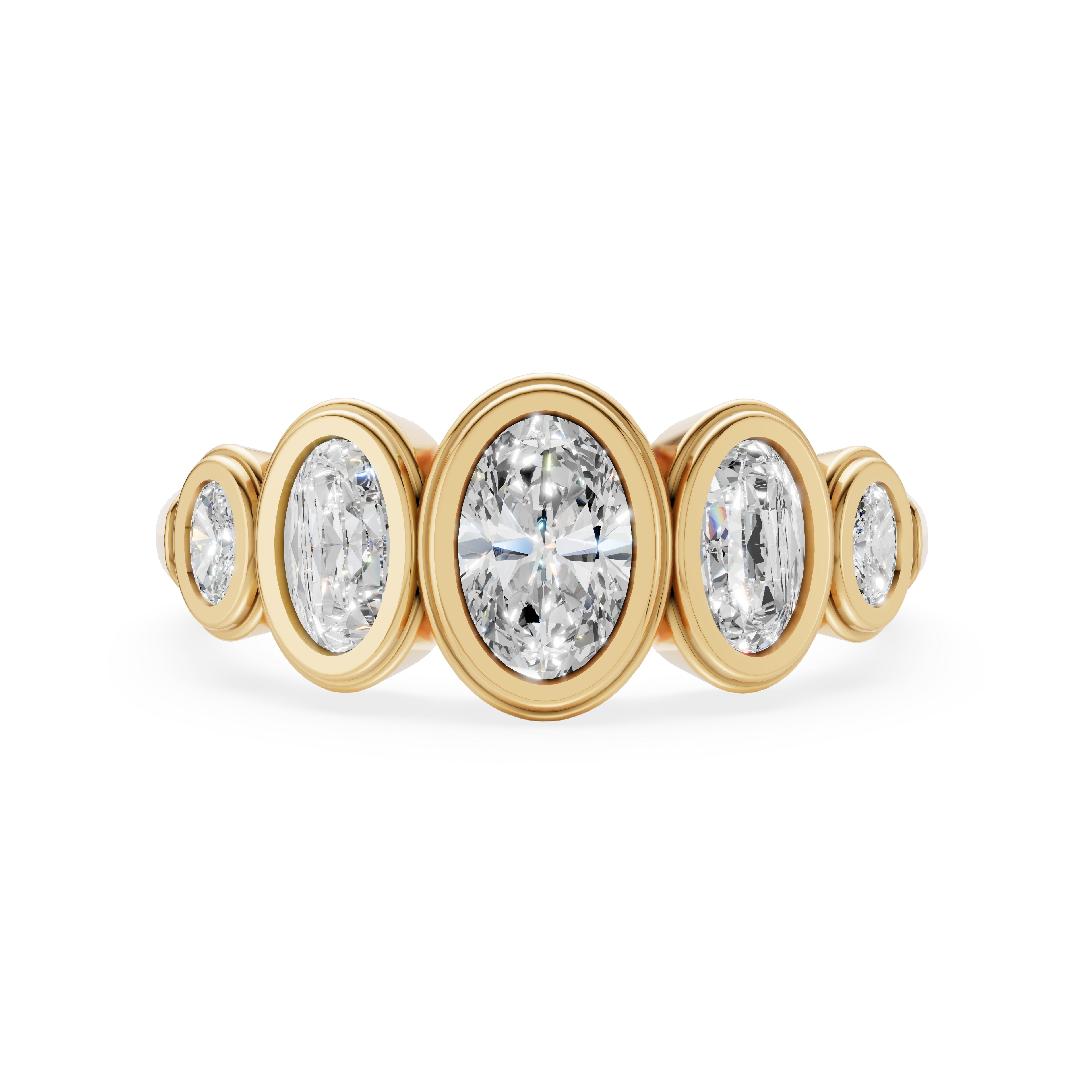 'Venus' 5-Stone Graduated, Double Bezel-Set, 0.85 TCW Oval Cut Lab Diamond Ring