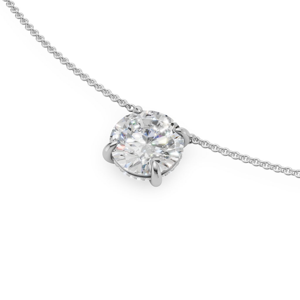 'Eros' Round Brilliant Cut Lab Diamond Pendant Necklace