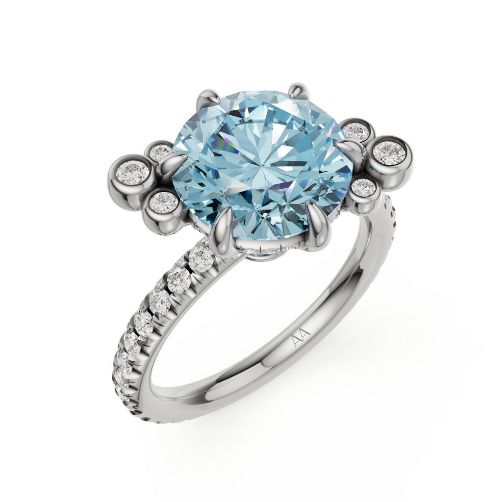 'Elizabeth II' 3.13 Carat Round Brilliant Cut Fancy Vivid Blue Lab Grown Diamond Solitaire Ring
