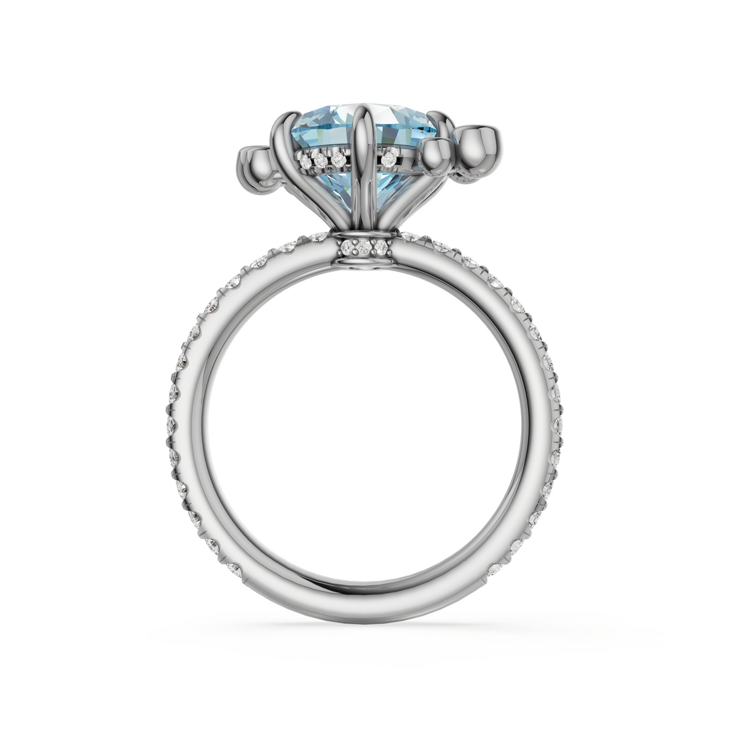 'Elizabeth II' 3.13 Carat Round Brilliant Cut Fancy Vivid Blue Lab Grown Diamond Solitaire Ring