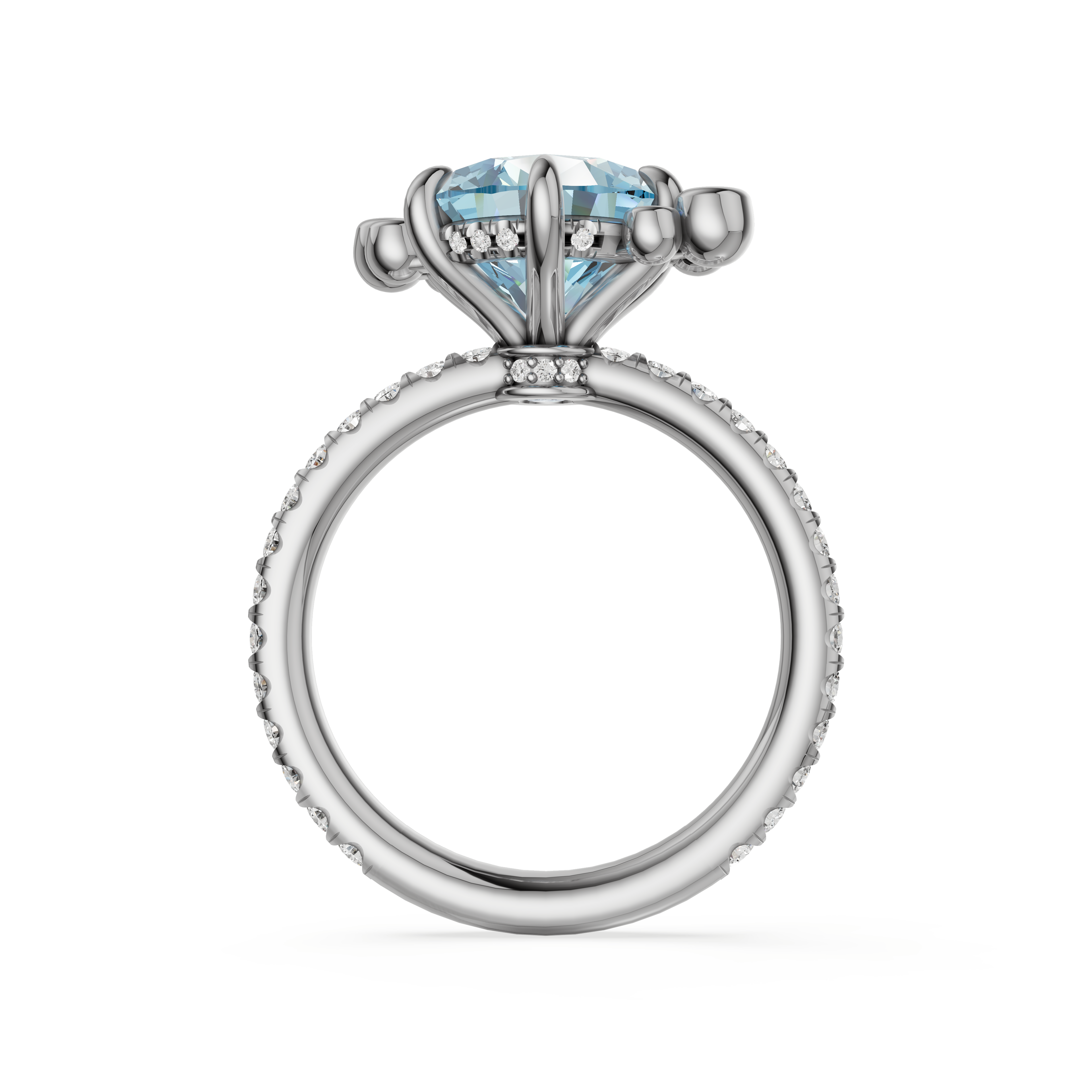 'Elizabeth II' 3.13 Carat Round Brilliant Cut Fancy Vivid Blue Lab Grown Diamond Solitaire Ring