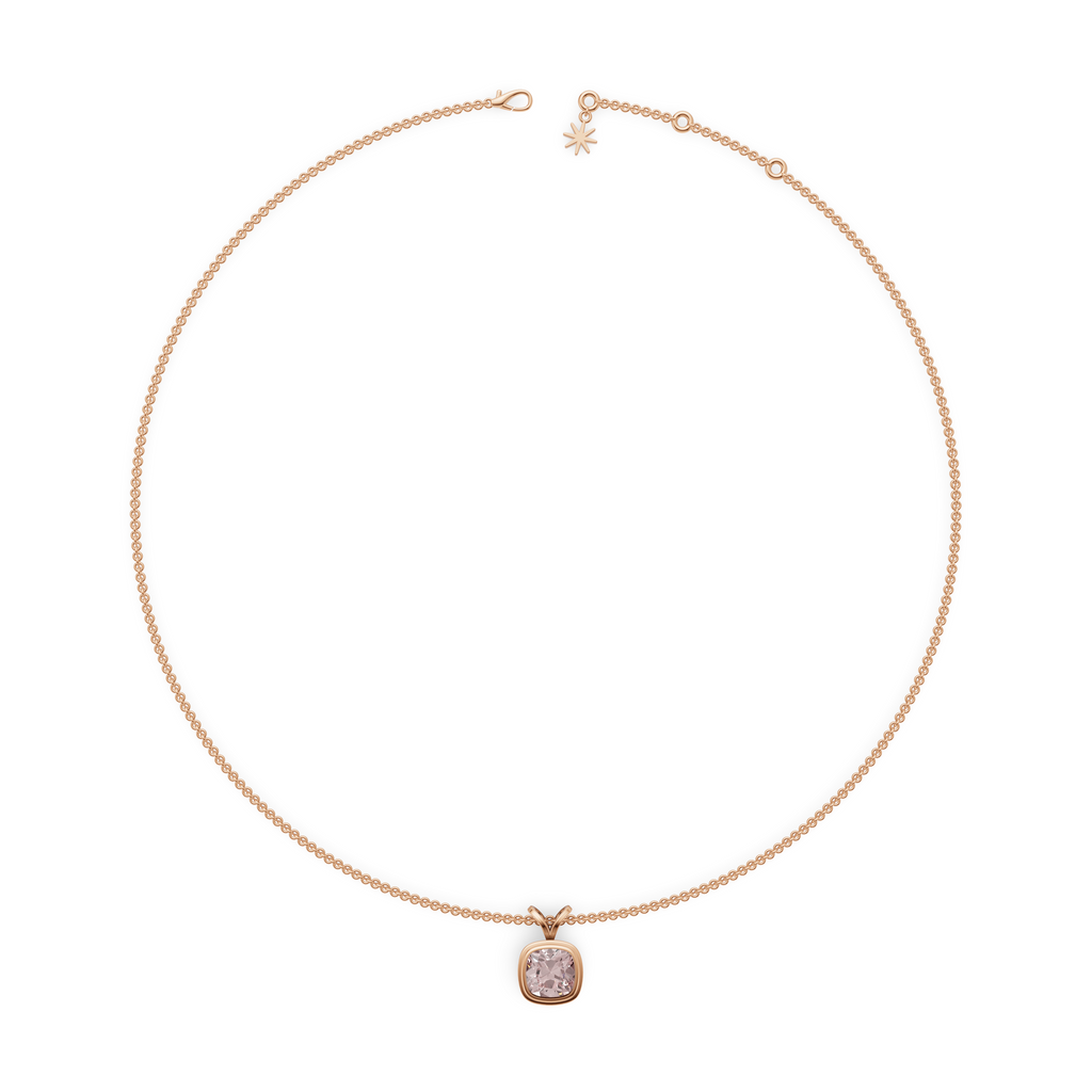 'Emilia' 2.60 Carats Fancy Intense Pink, Cushion Cut Lab Diamond Bezel-set Pendant Necklace