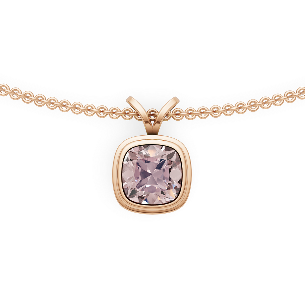 'Emilia' 2.60 Carats Fancy Intense Pink, Cushion Cut Lab Diamond Bezel-set Pendant Necklace