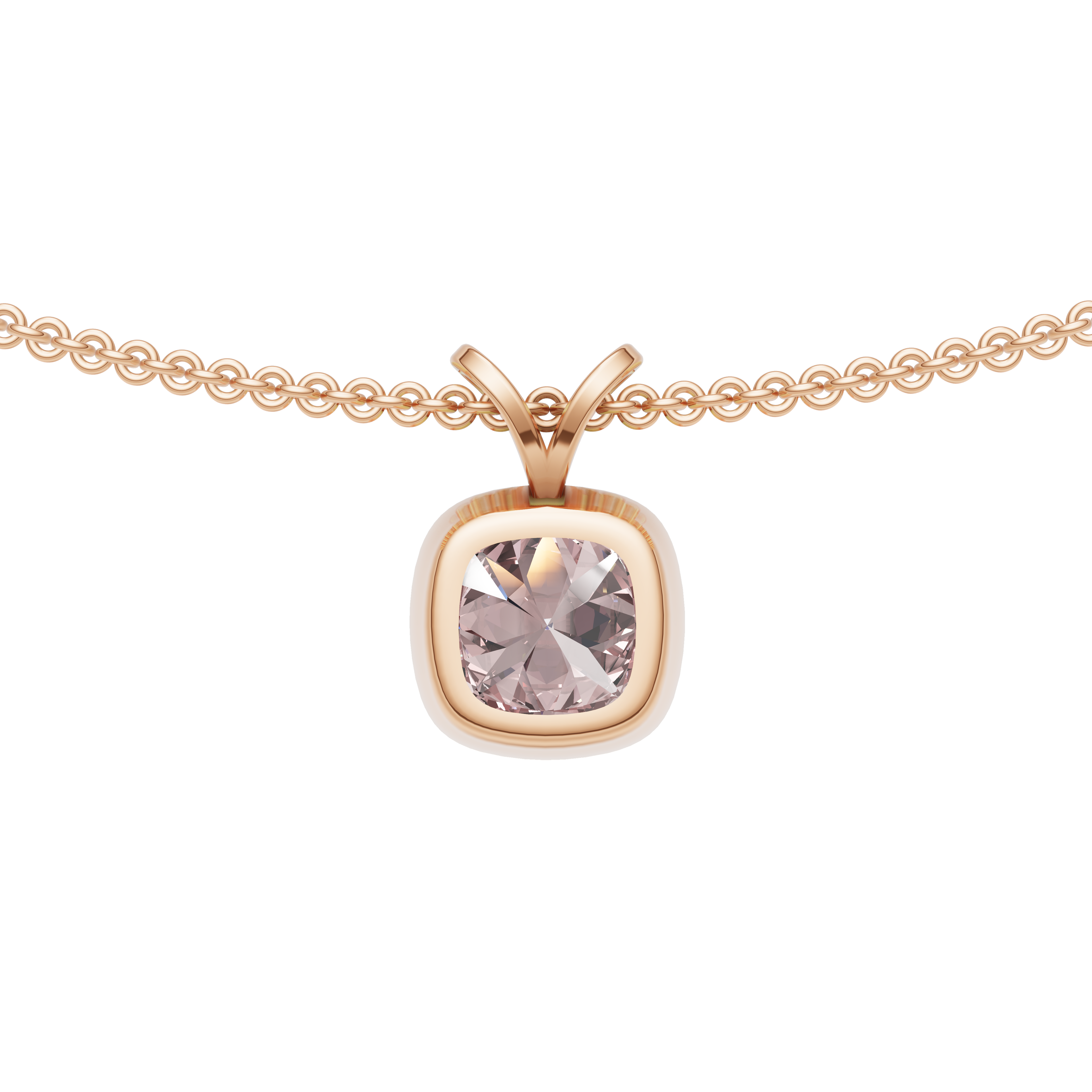 'Emilia' 2.60 Carats Fancy Intense Pink, Cushion Cut Lab Diamond Bezel-set Pendant Necklace