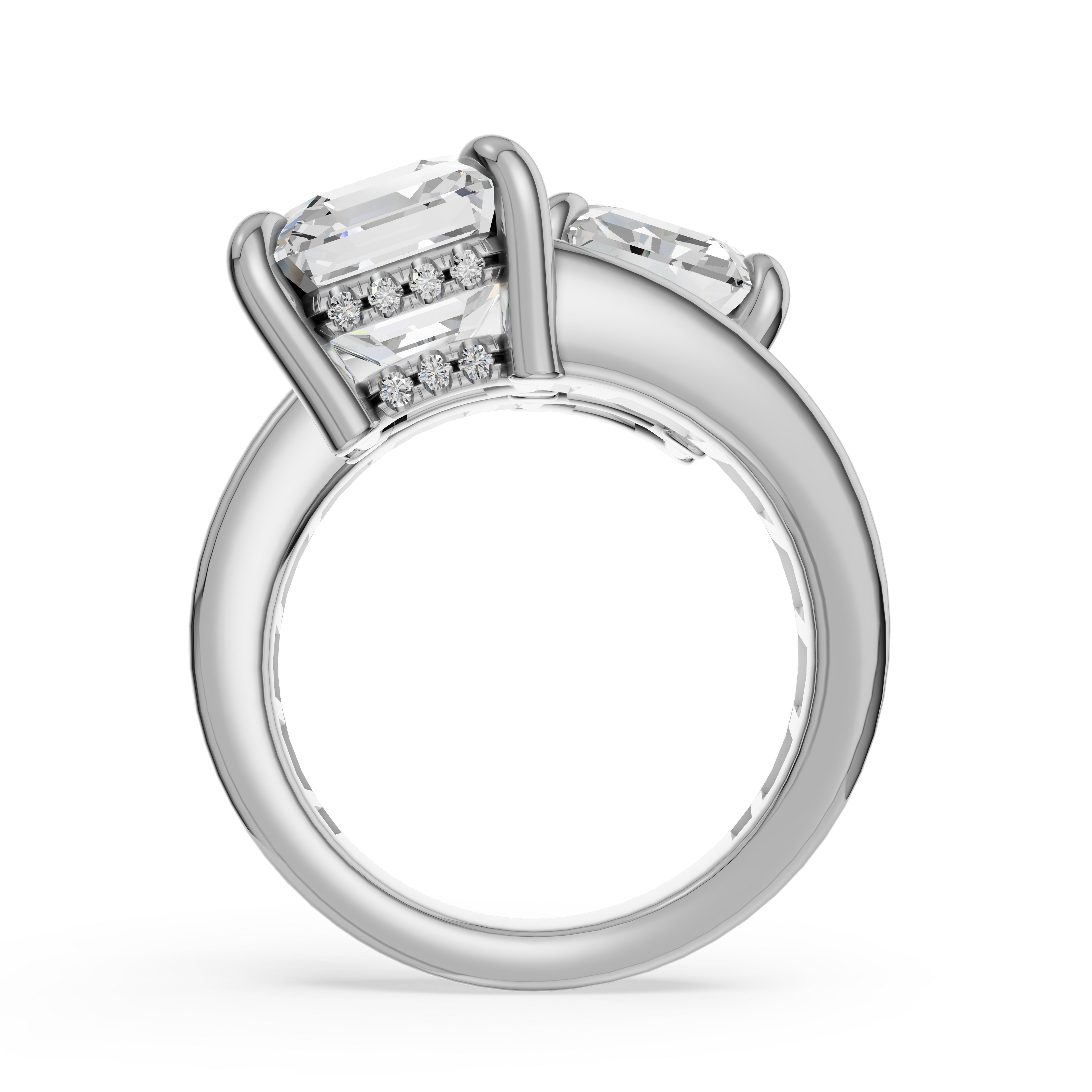 'Florence' 7 Carats Asscher & Baguette Cut Lab Diamond, Toi et Moi Ring