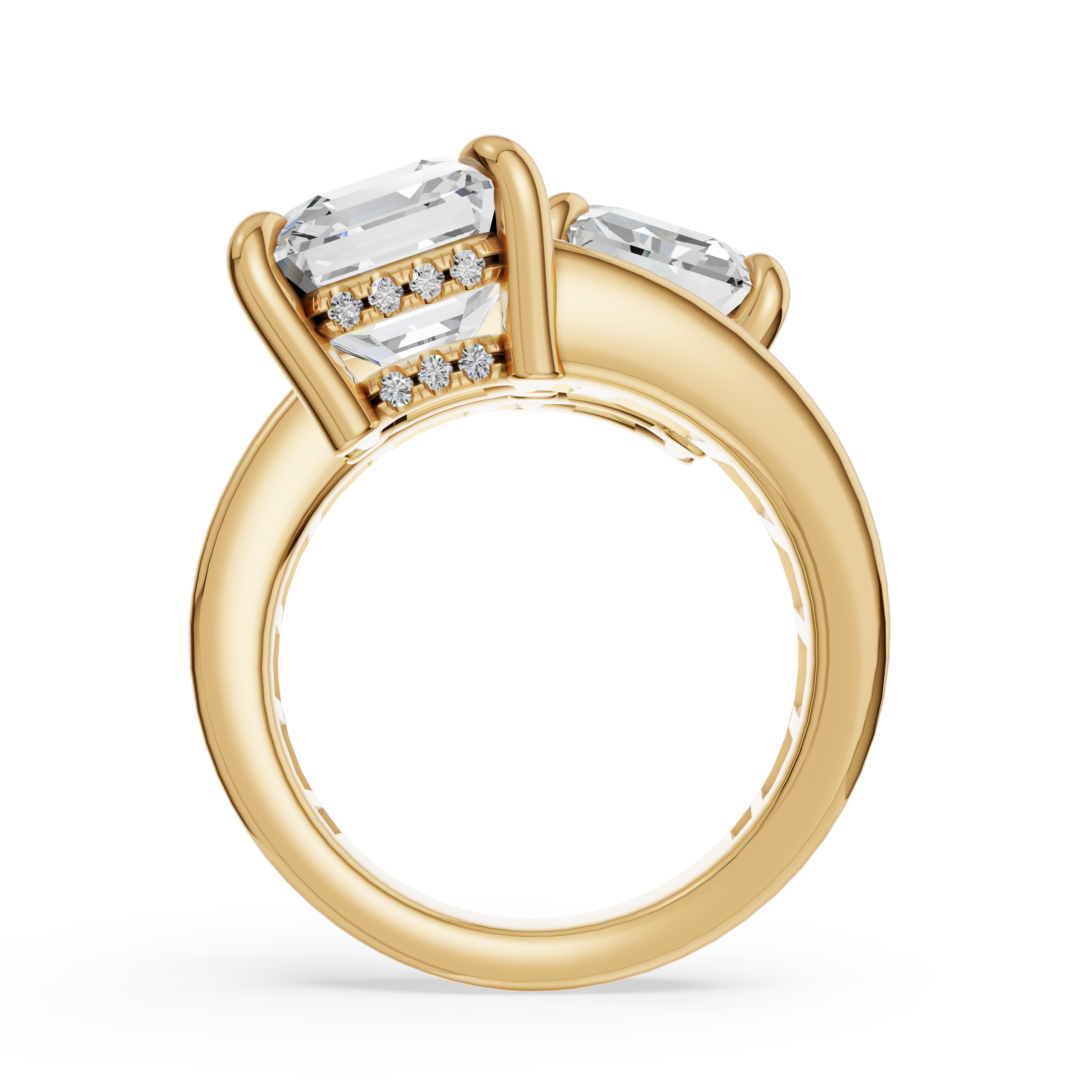 'Florence' 7 Carats Asscher & Baguette Cut Lab Diamond, Toi et Moi Ring
