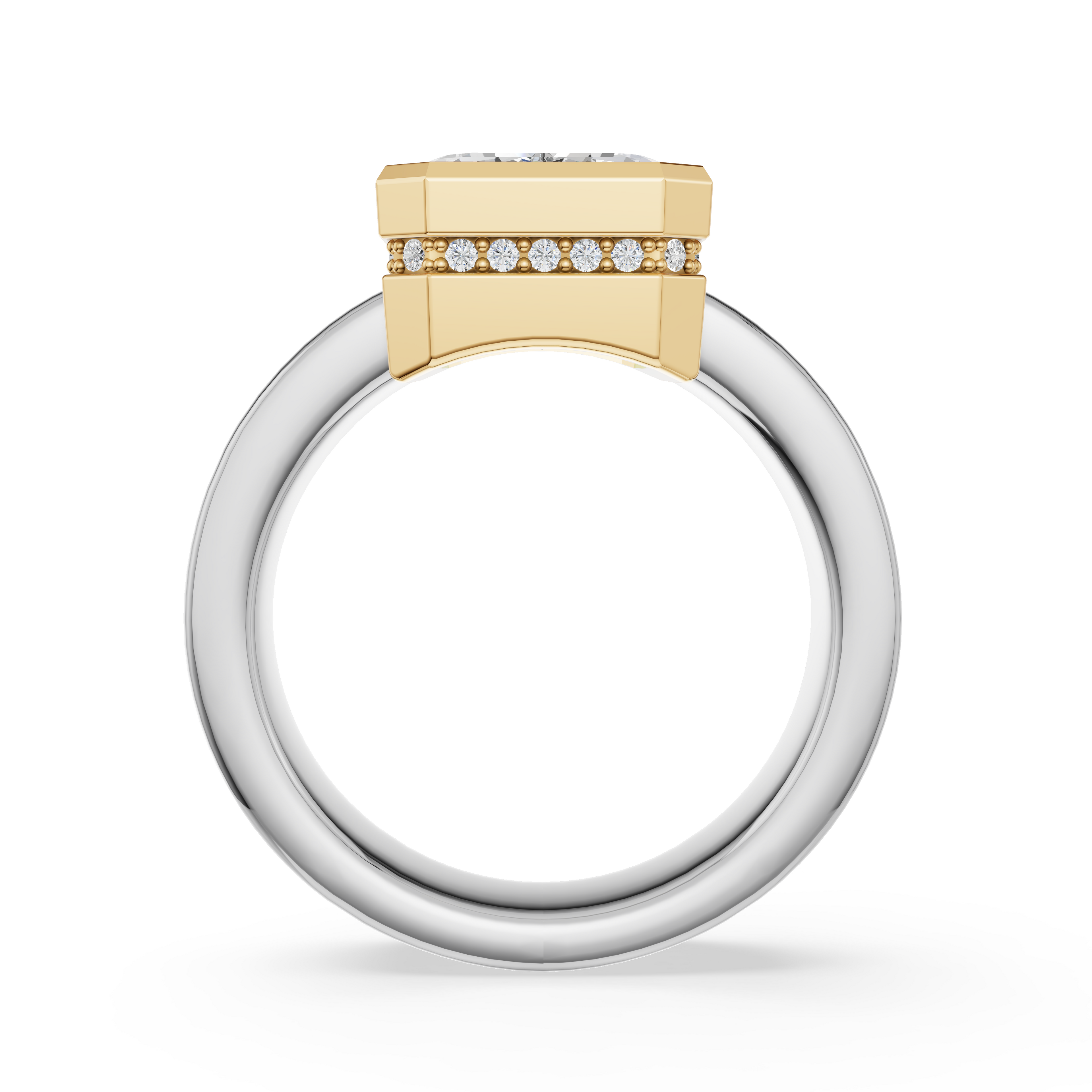 'Rosamund' 5 Carat Emerald Cut & Diamond Pavé Bezel-set Ring