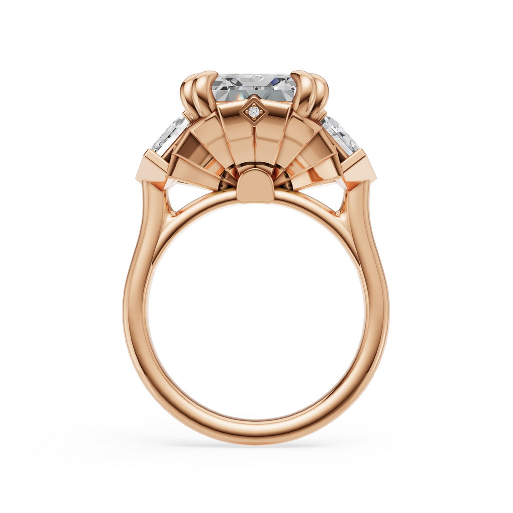 'Hayley' 6 Carat Emerald & Cadillac Cut Lab Diamond Ring