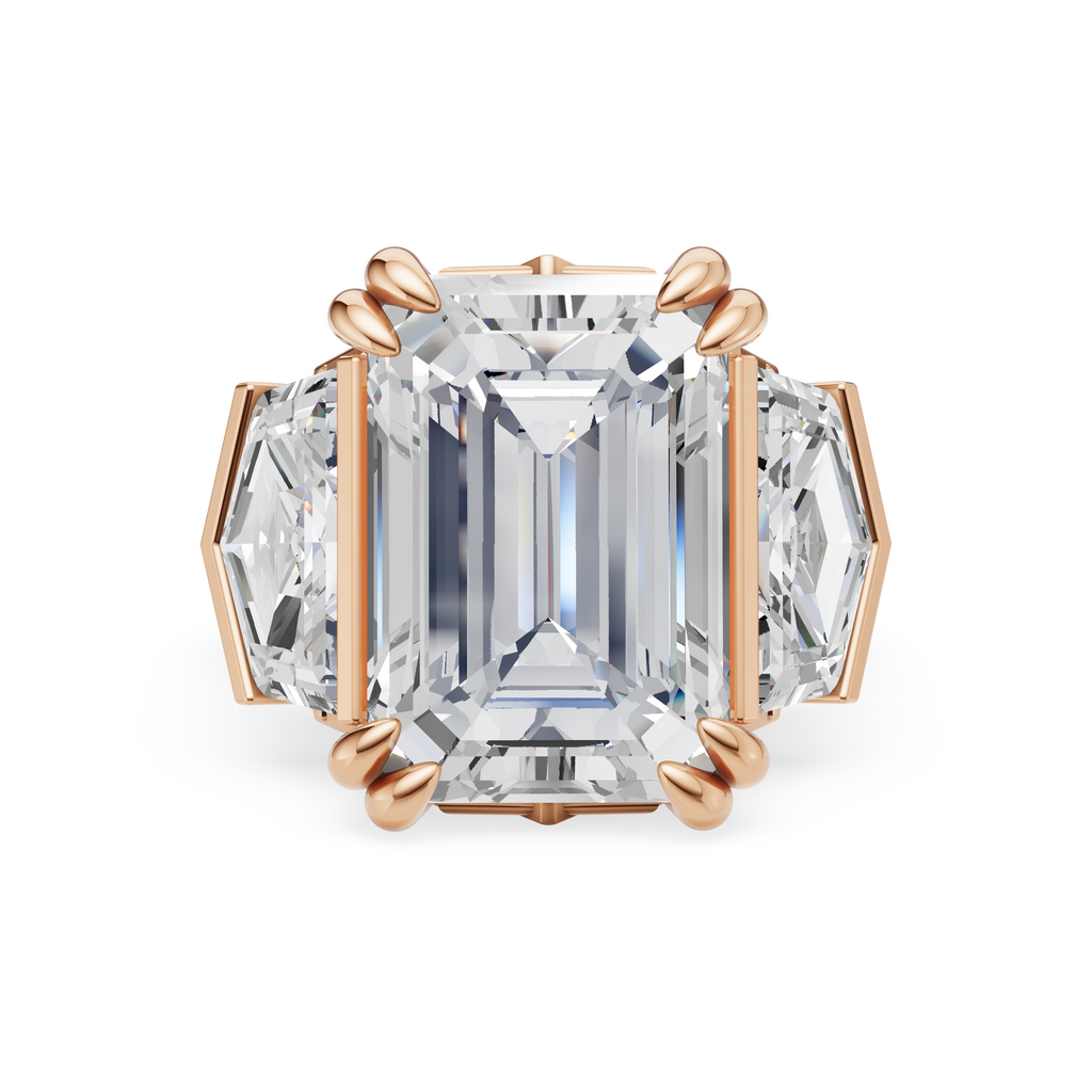 'Hayley' 6 Carat Emerald & Cadillac Cut Lab Diamond Ring
