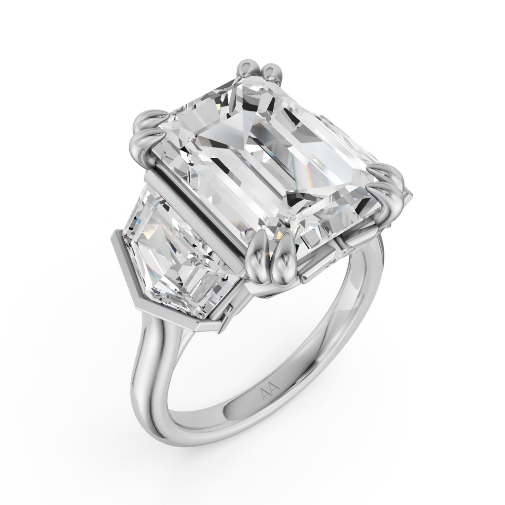 'Hayley' 6 Carat Emerald & Cadillac Cut Lab Diamond Ring