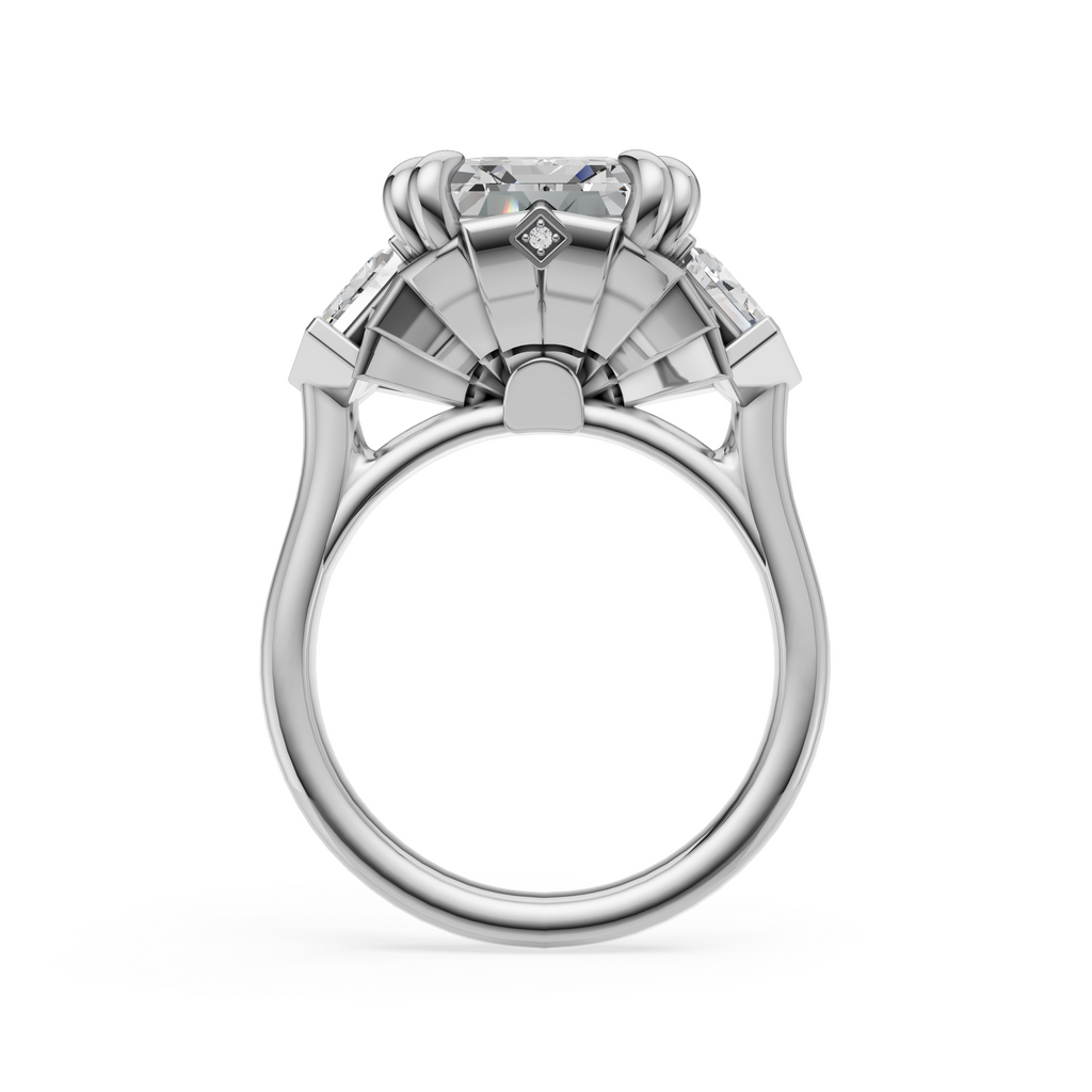 'Hayley' 6 Carat Emerald & Cadillac Cut Lab Diamond Ring