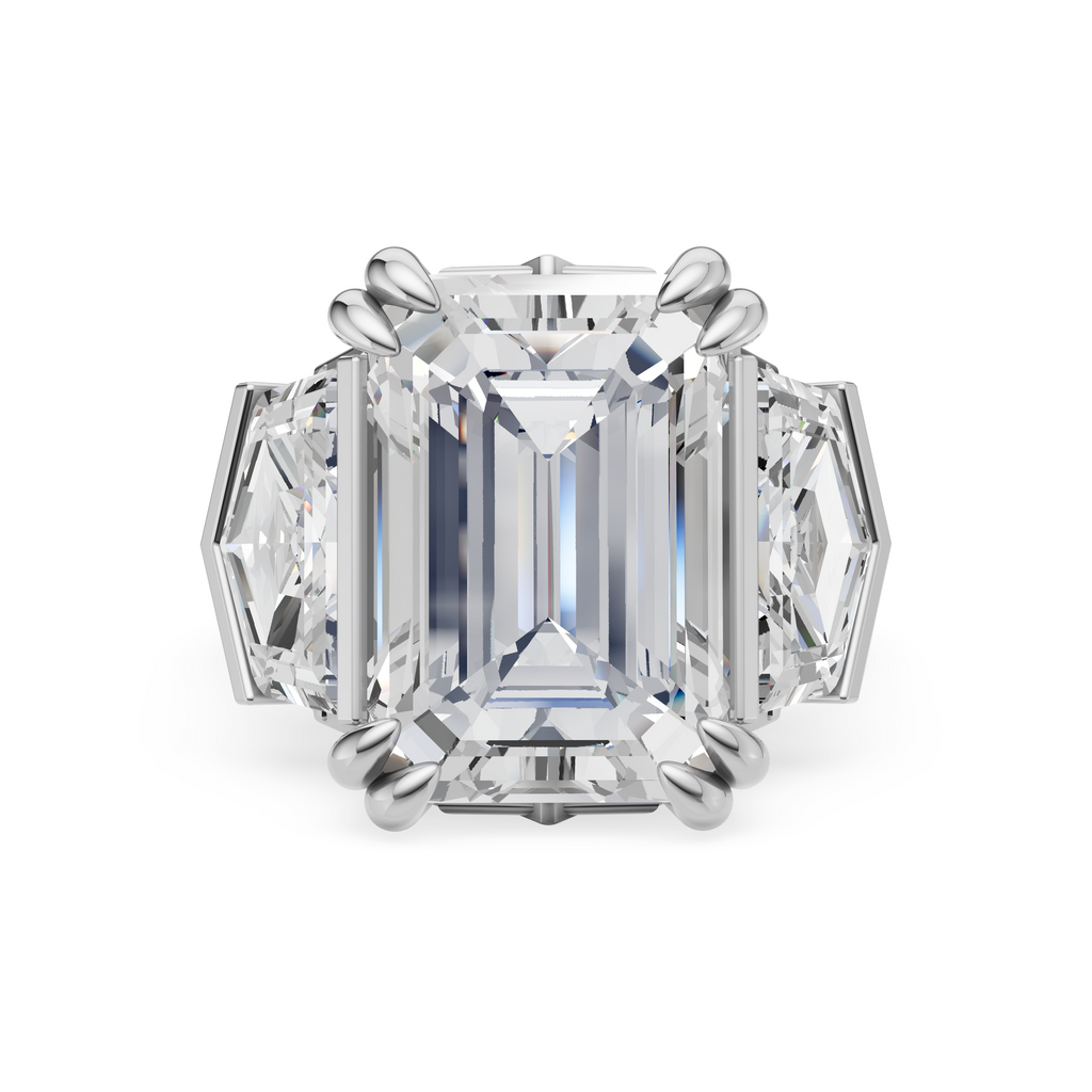 'Hayley' 6 Carat Emerald & Cadillac Cut Lab Diamond Ring