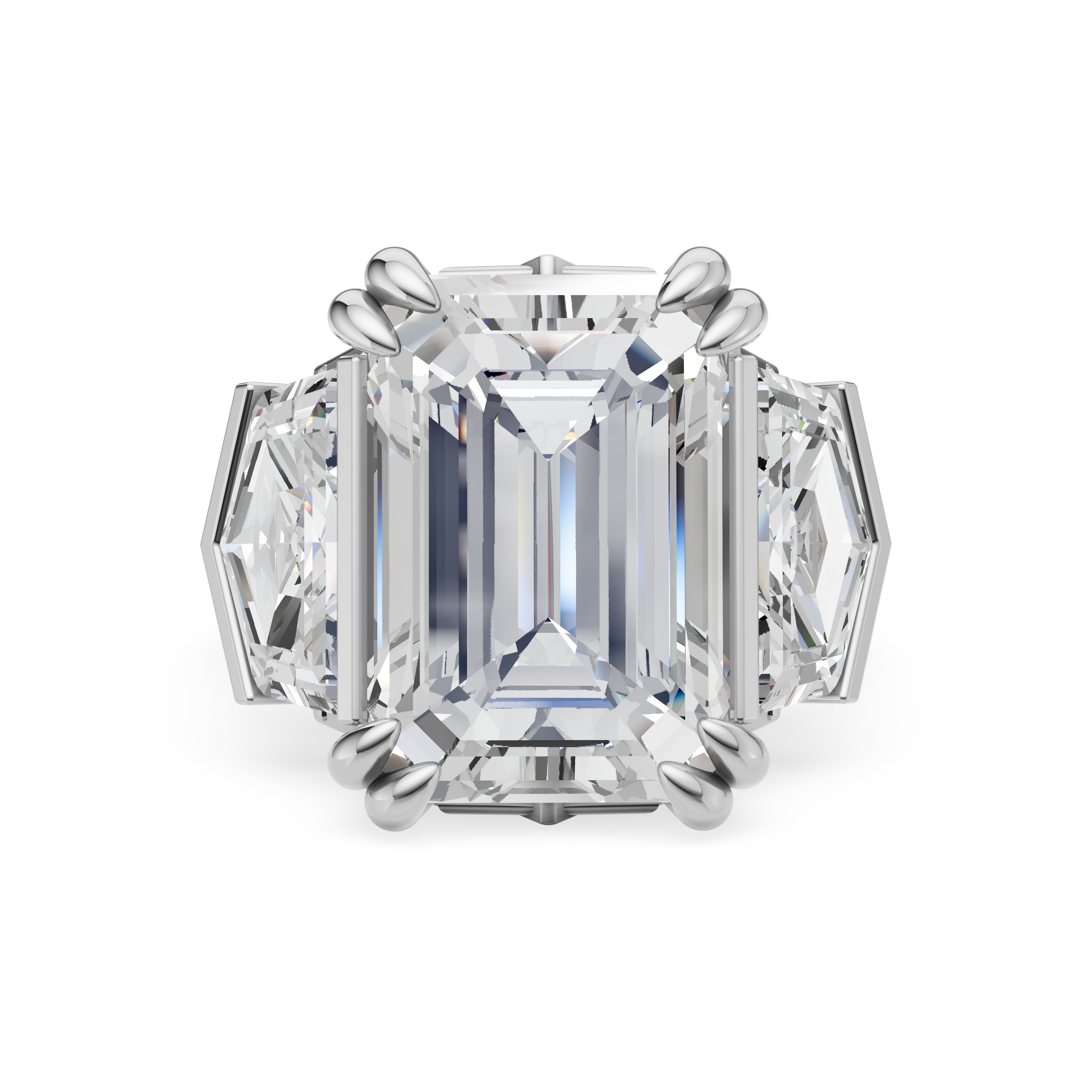 'Hayley' 6 Carat Emerald & Cadillac Cut Lab Diamond Ring