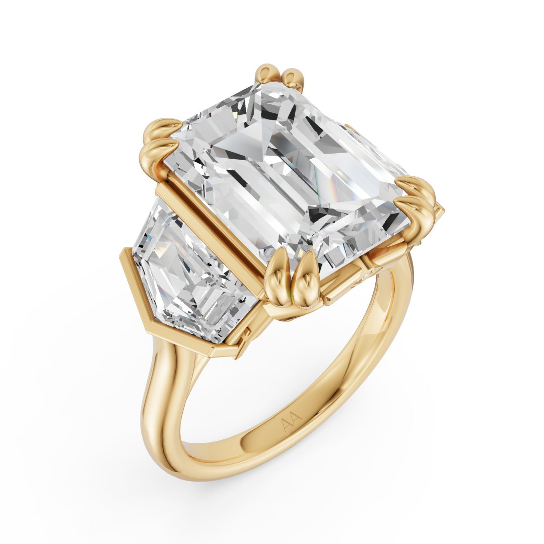 'Hayley' 6 Carat Emerald & Cadillac Cut Lab Diamond Ring