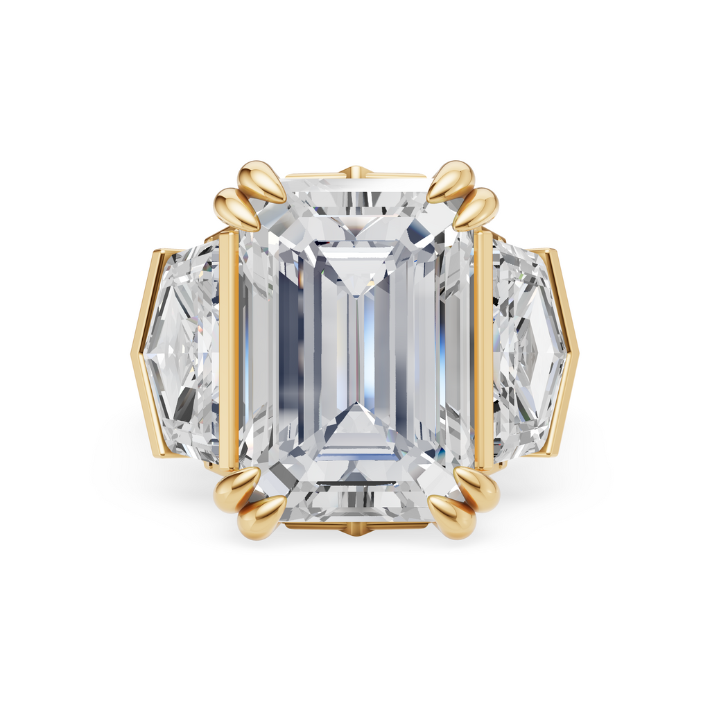'Hayley' 6 Carat Emerald & Cadillac Cut Lab Diamond Ring