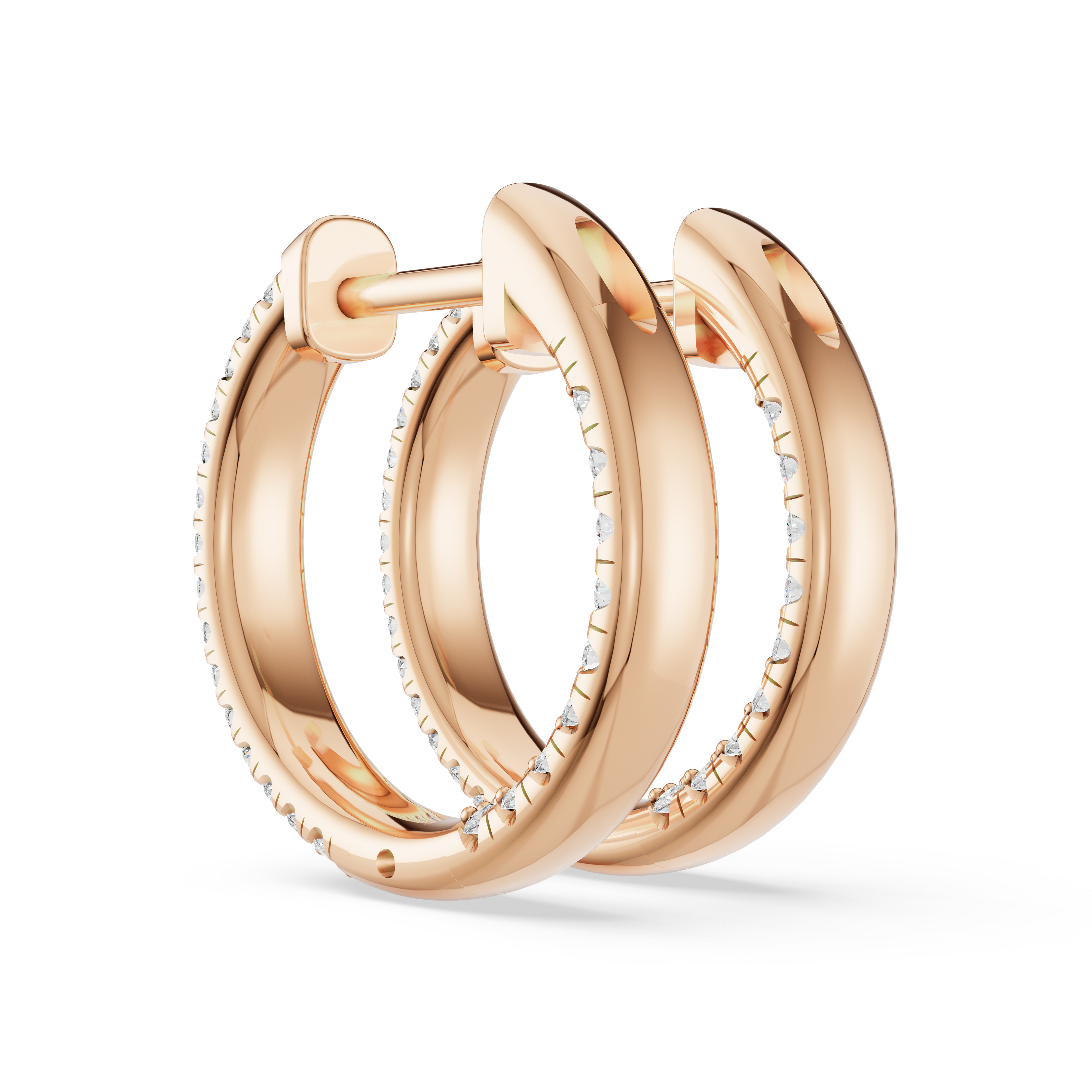'Luna' 3 rows pavé Lab Diamond Huggie Earrings. 17mm