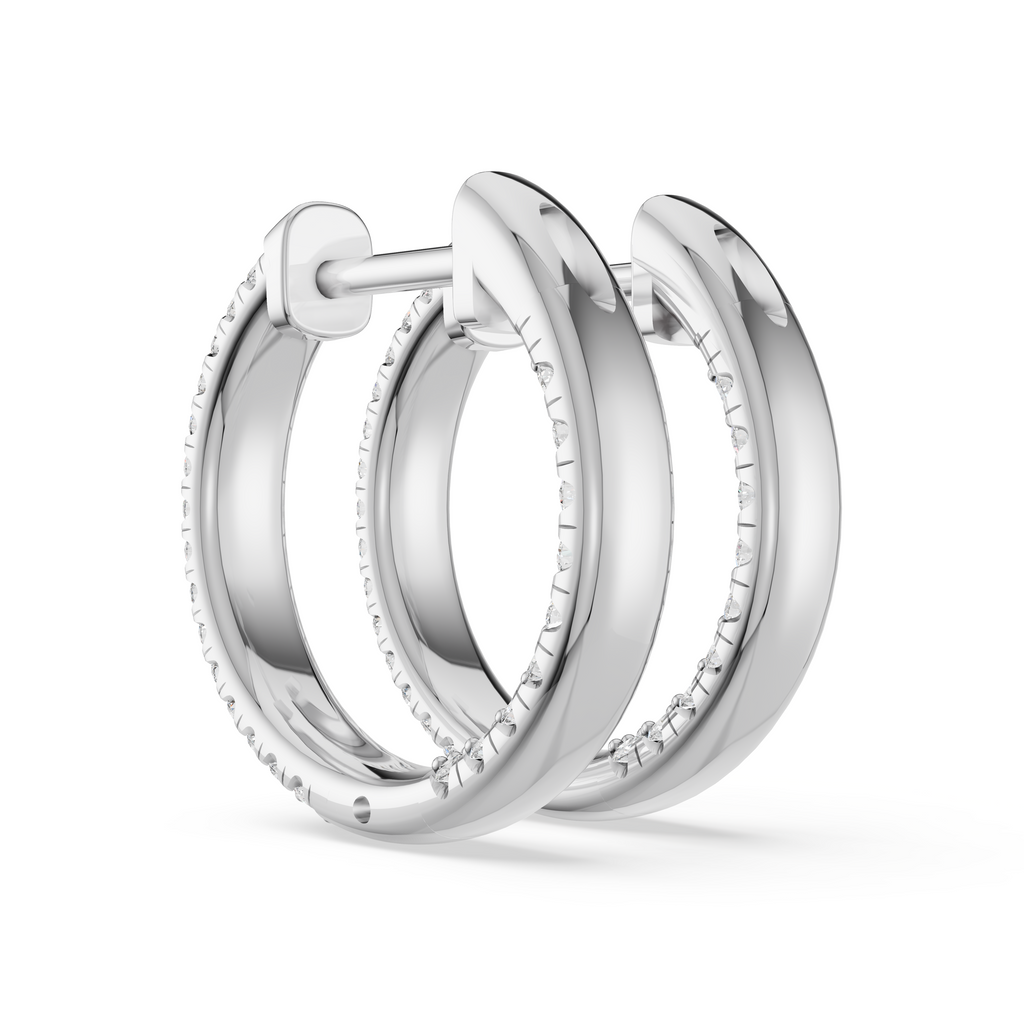 'Luna' 3 rows pavé Lab Diamond Huggie Earrings. 17mm