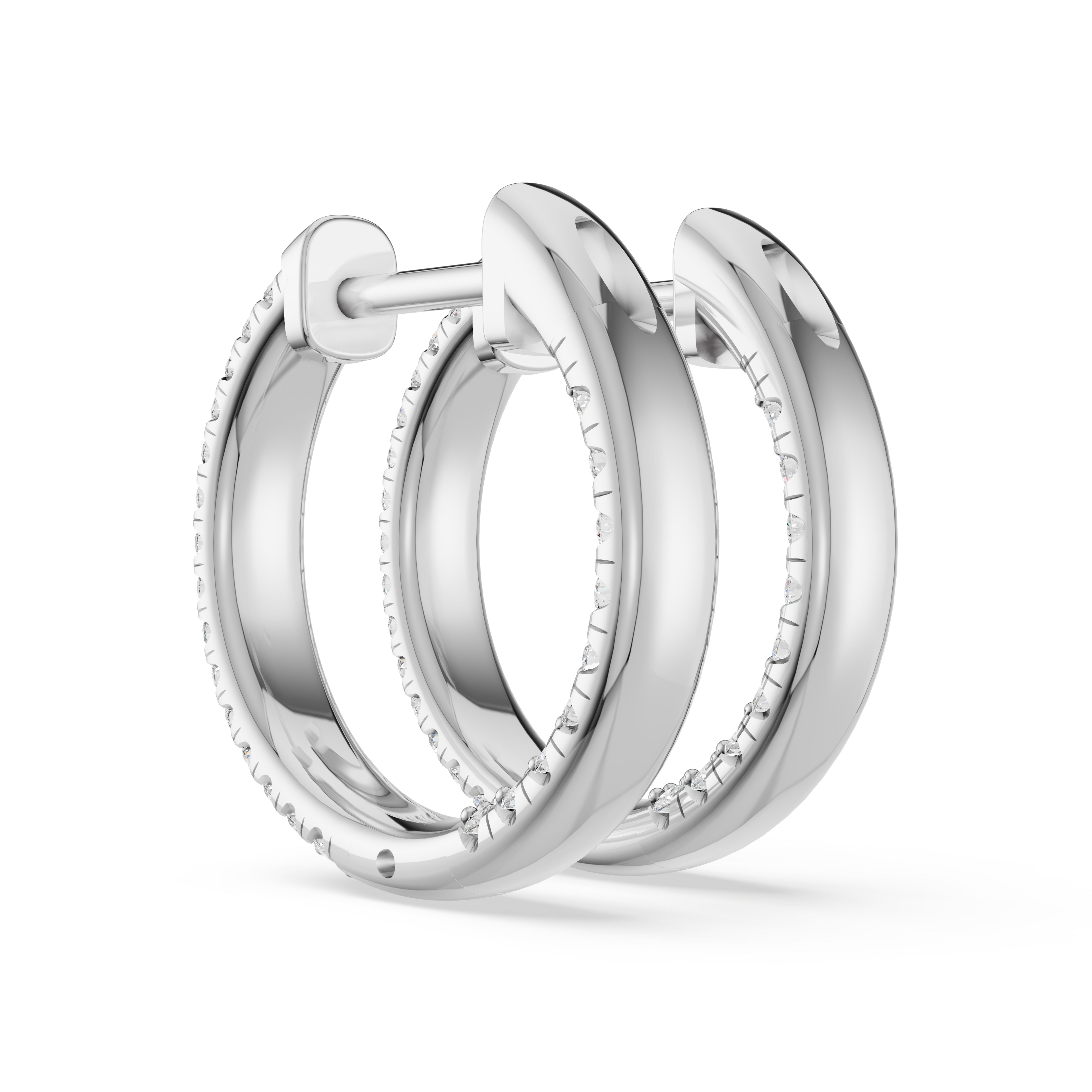 'Luna' 3 rows pavé Lab Diamond Huggie Earrings. 17mm