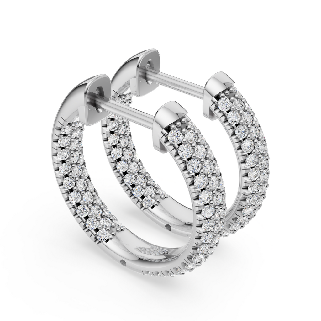 'Luna' 3 rows pavé Lab Diamond Huggie Earrings. 17mm