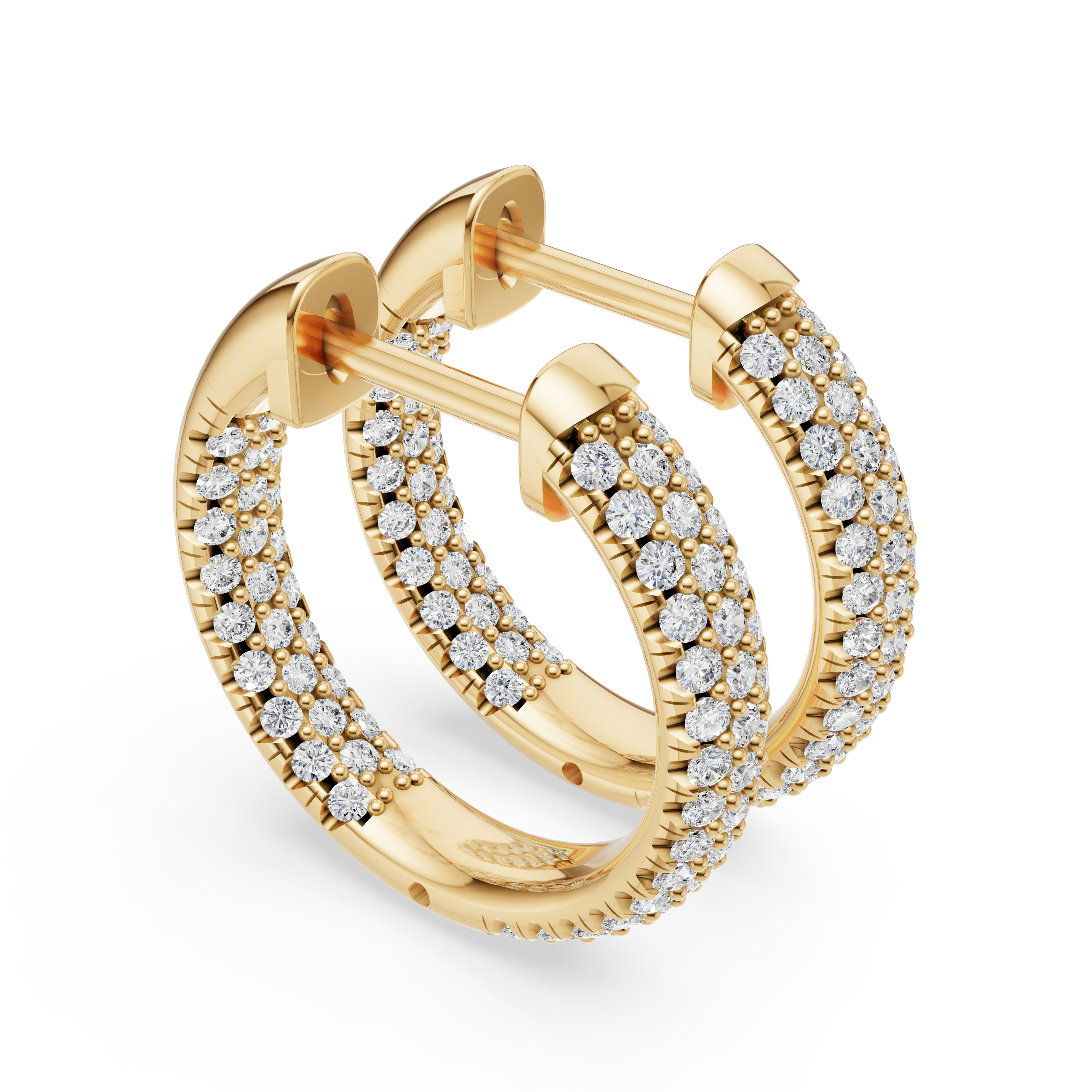 'Luna' 3 rows pavé Lab Diamond Huggie Earrings. 17mm