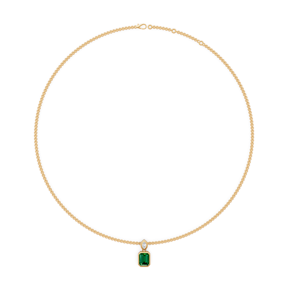 'Kate' 2 Carat Emerald & Marquise Cut Lab Diamond Pendant Necklace