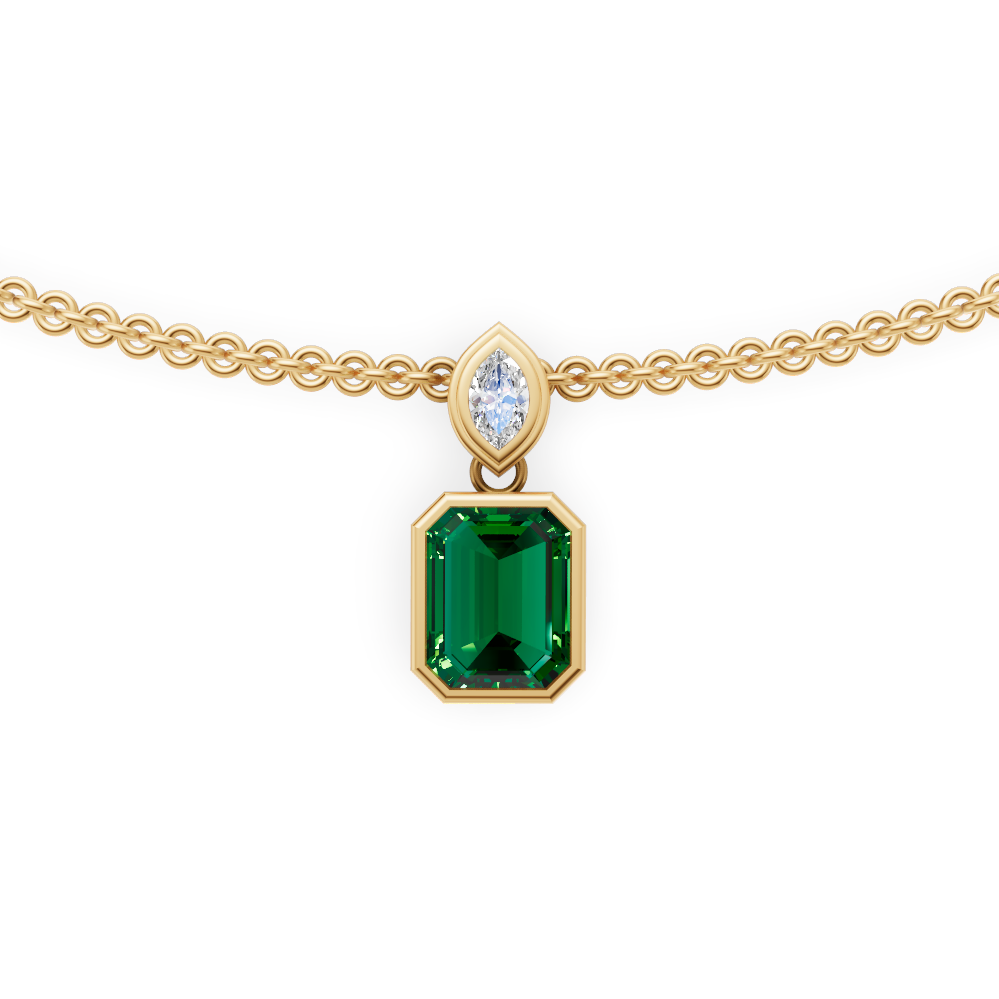 'Kate' 2 Carat Emerald & Marquise Cut Lab Diamond Pendant Necklace