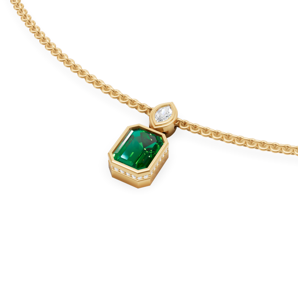'Kate' 2 Carat Emerald & Marquise Cut Lab Diamond Pendant Necklace