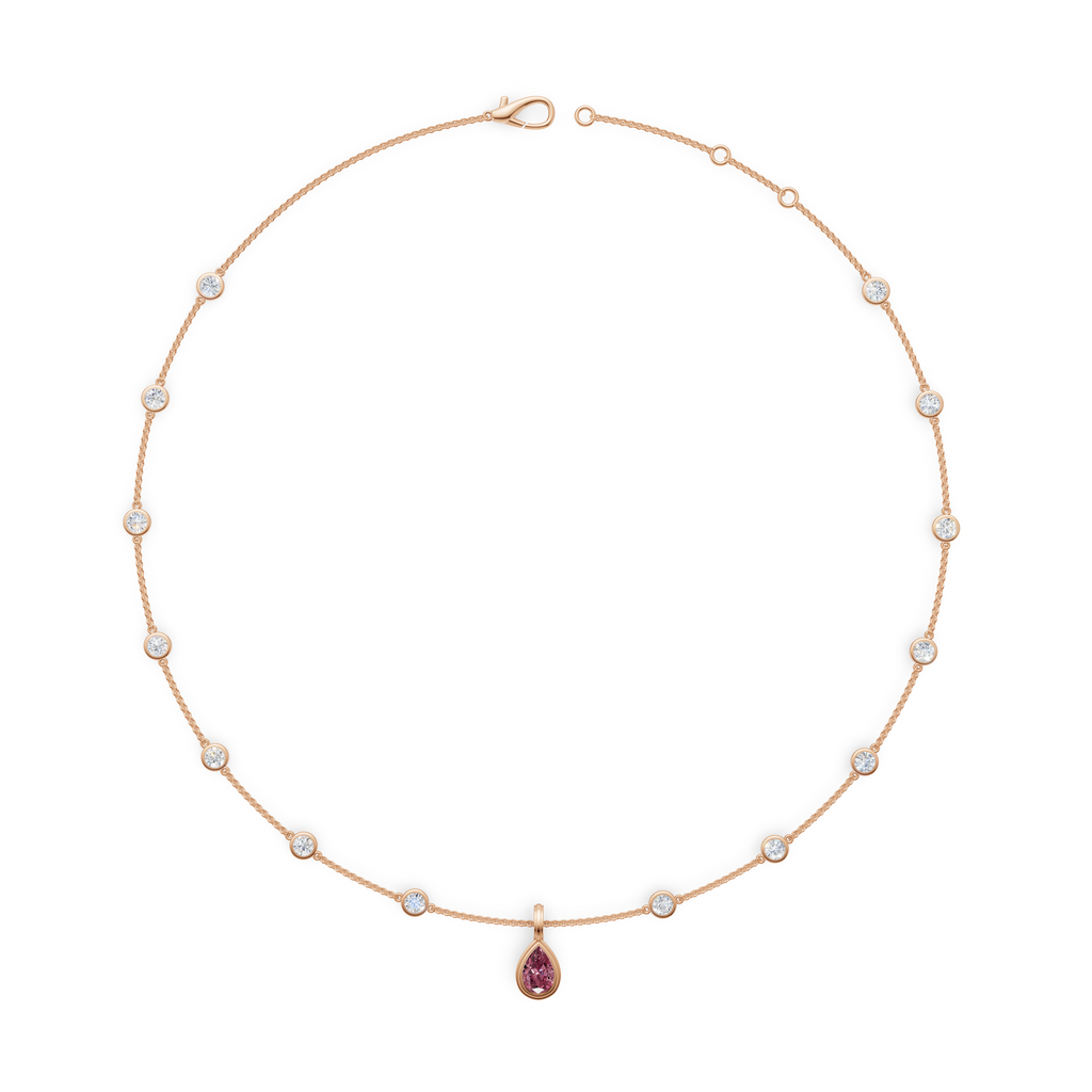 'Claire' 4 TCW Fancy Vivid Pink & White Lab Diamond, Detachable Pendant Necklace