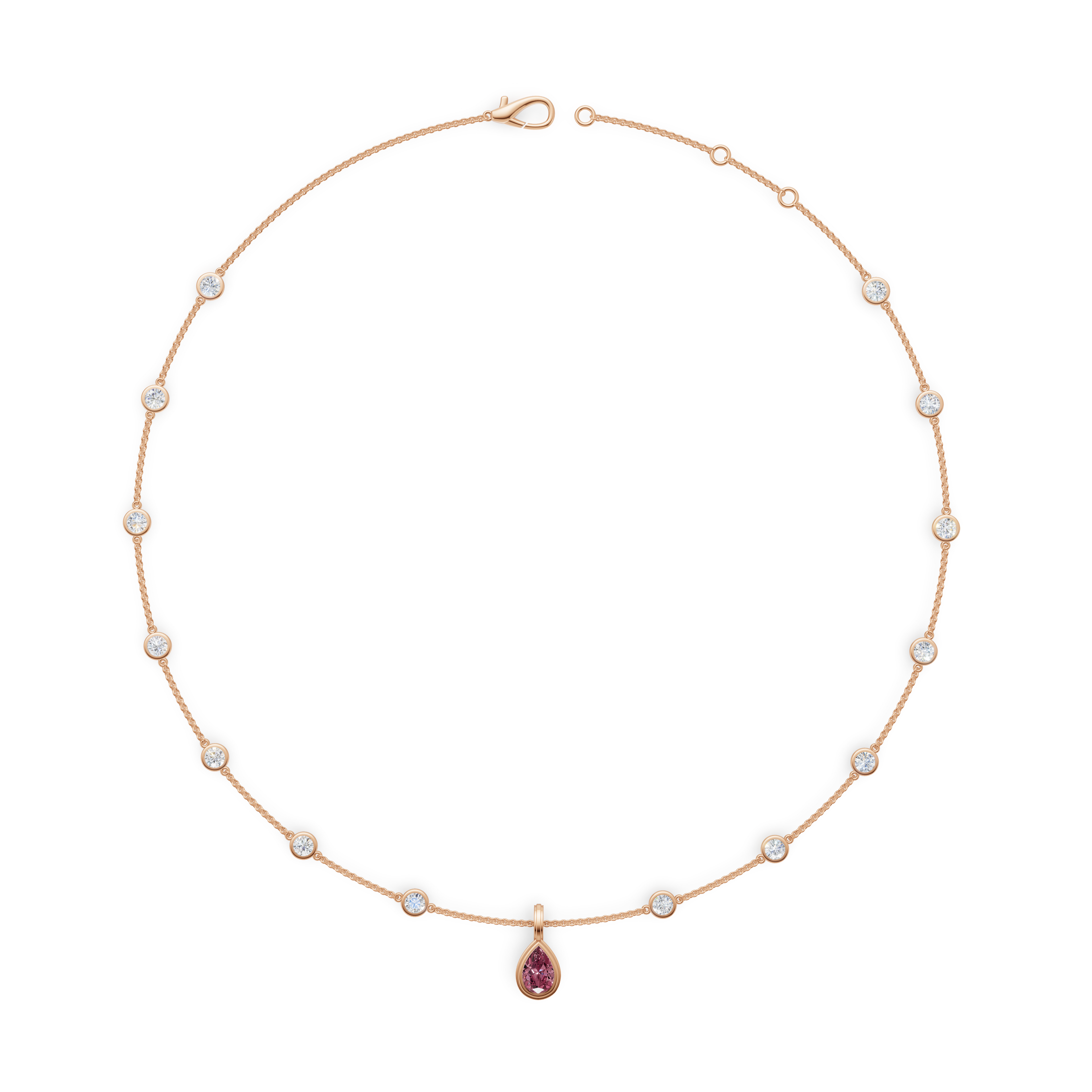 'Claire' 4 TCW Fancy Vivid Pink & White Lab Diamond, Detachable Pendant Necklace
