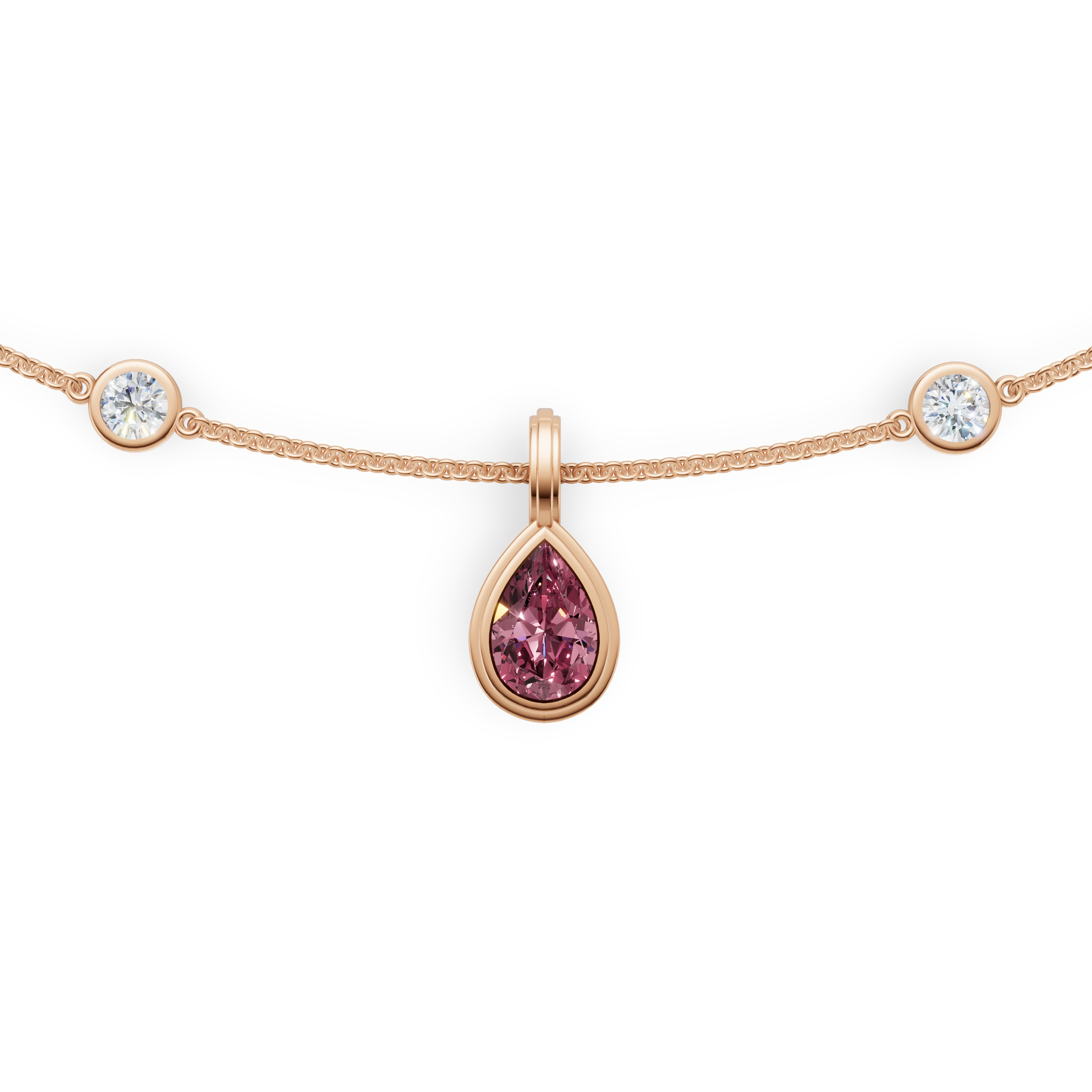 'Claire' 4 TCW Fancy Vivid Pink & White Lab Diamond, Detachable Pendant Necklace