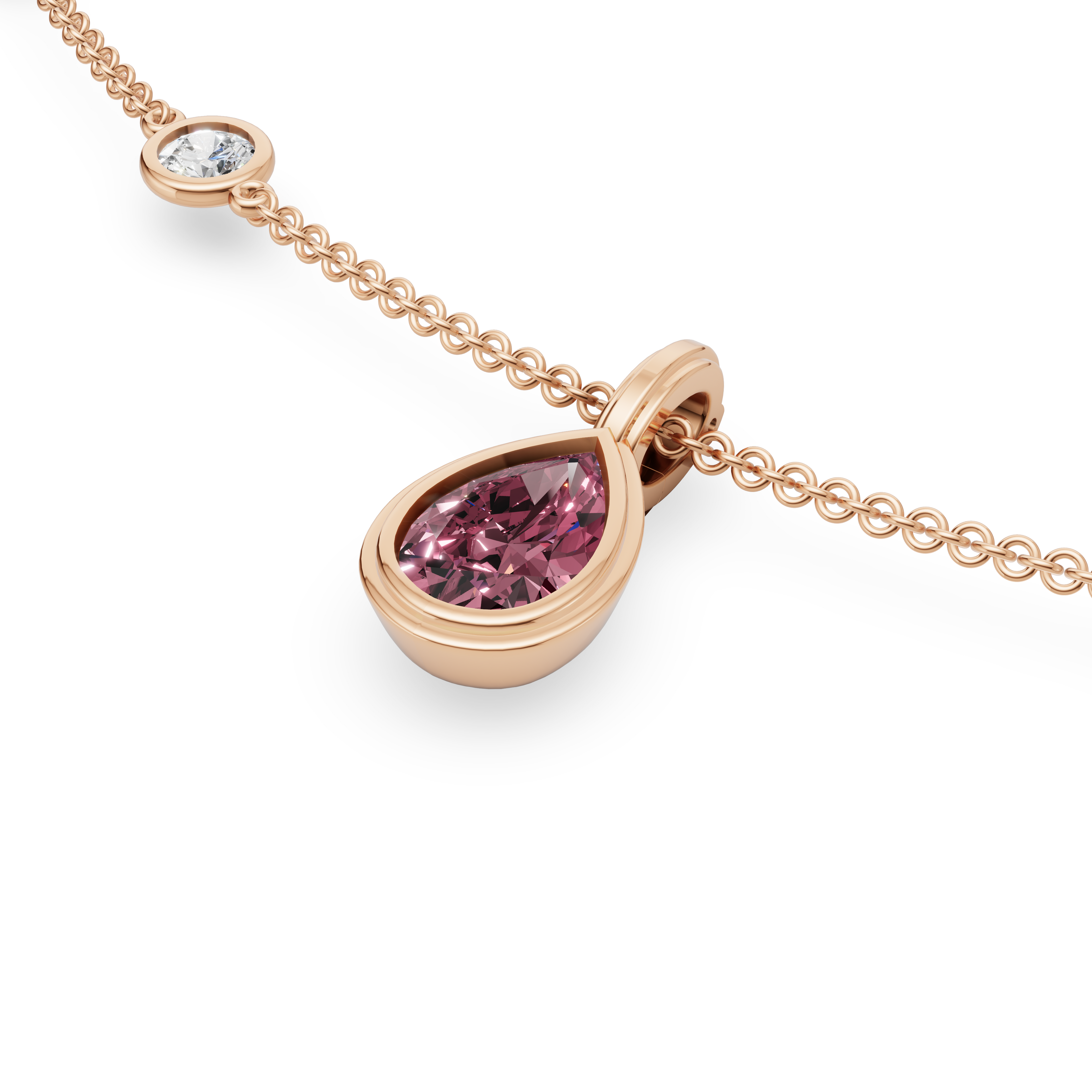 'Claire' 4 TCW Fancy Vivid Pink & White Lab Diamond, Detachable Pendant Necklace