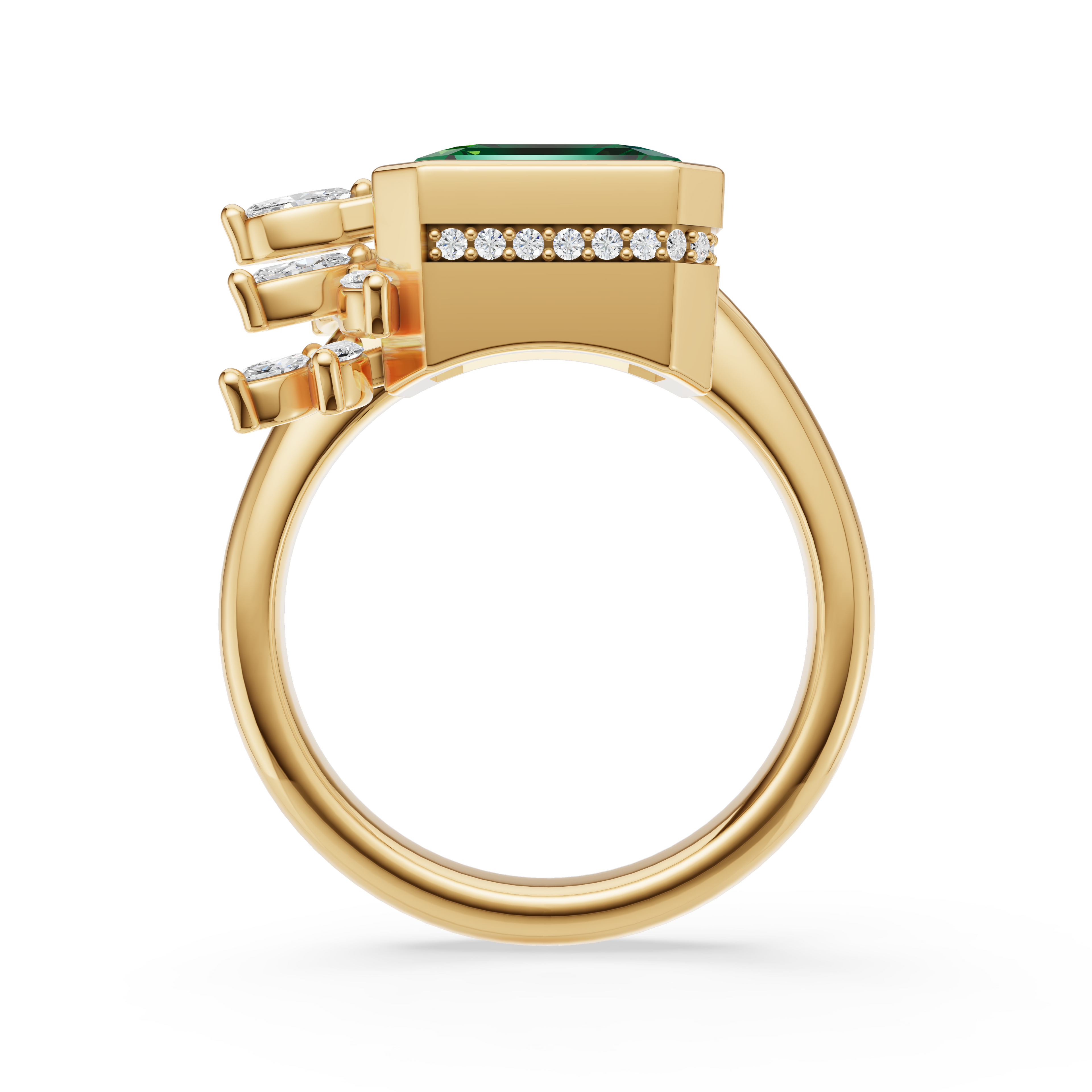 'Kate' 4 Carat Emerald & Marquise Cut Lab Diamond Ring