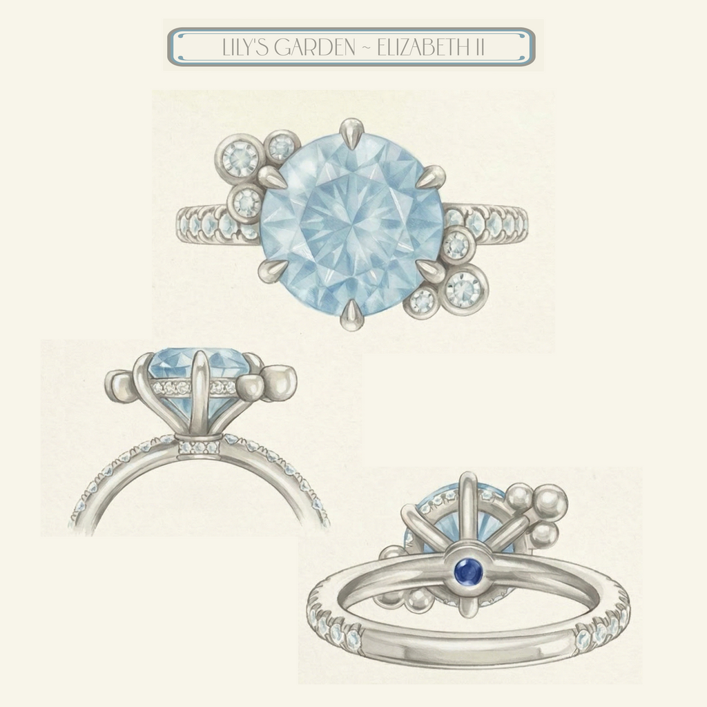 'Elizabeth II' 3.13 Carat Round Brilliant Cut Fancy Vivid Blue Lab Grown Diamond Solitaire Ring