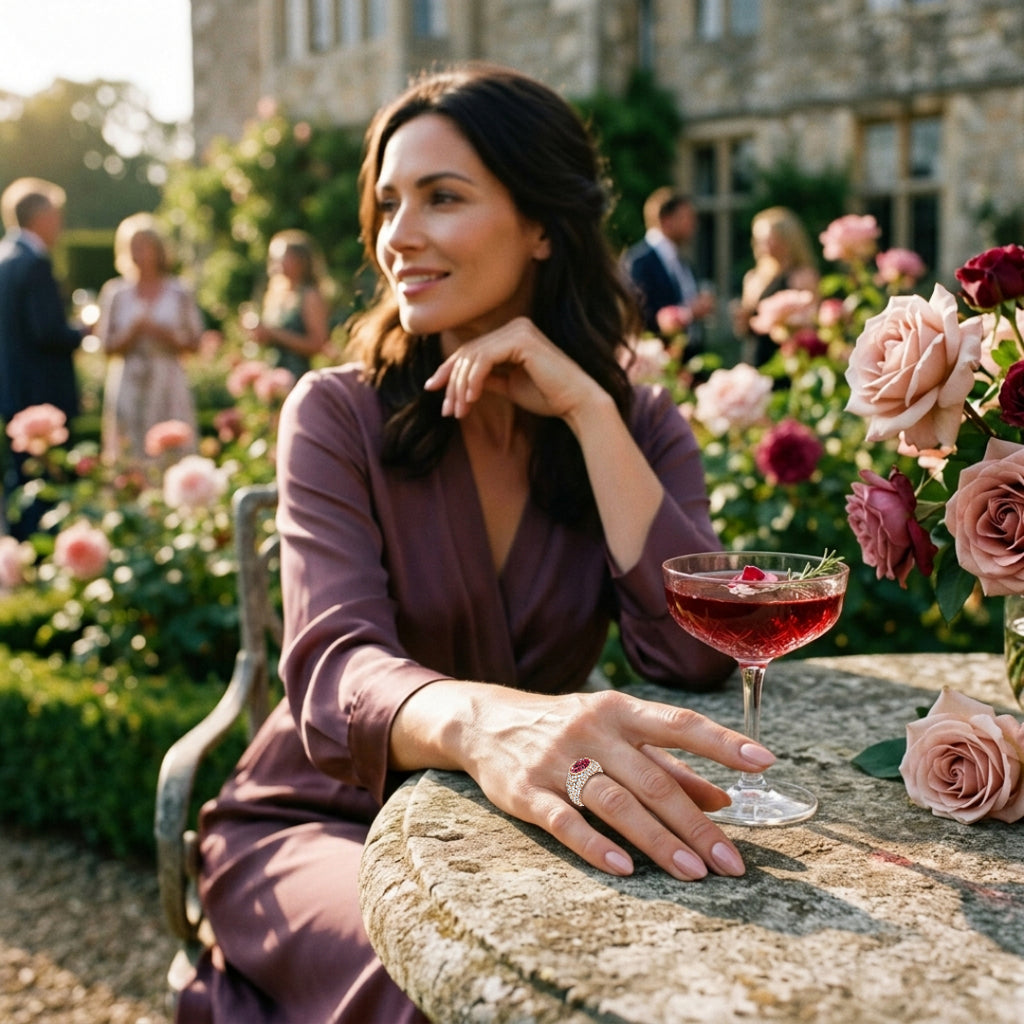 'Helena' 3.10 Carat Fancy Vivid Pink Oval Cut Lab Grown Diamond, Bombé Pavé Ring
