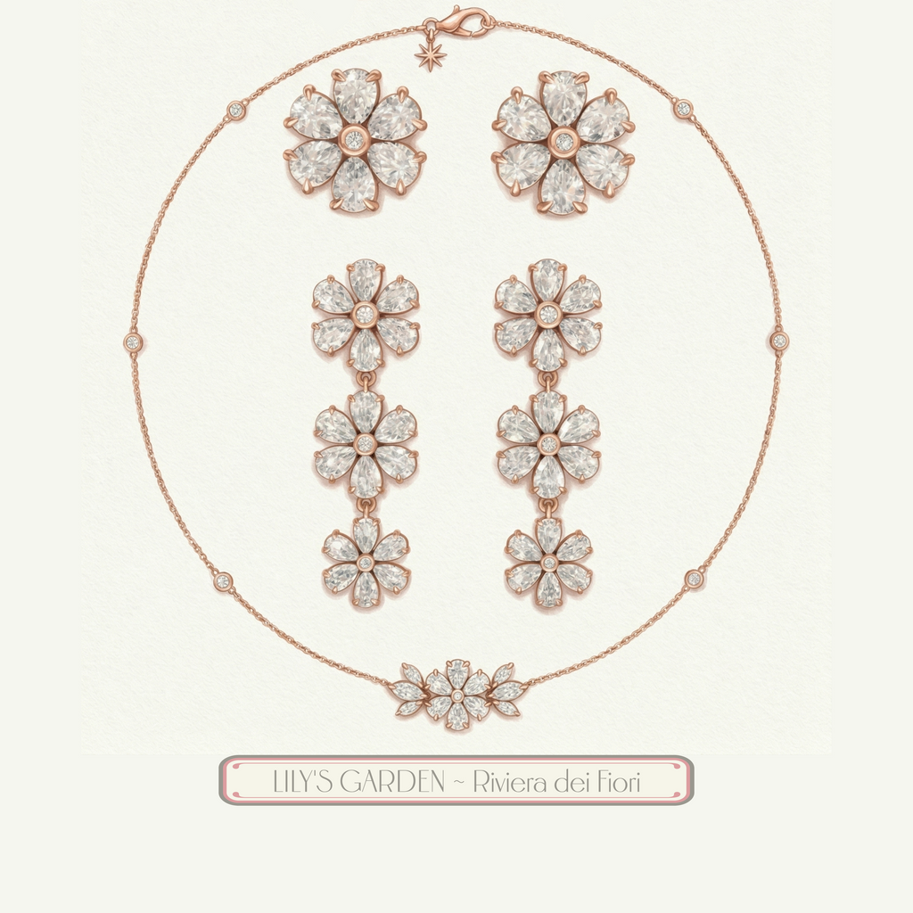 'Amiee Lou' Riviera dei Fiori Pear Shape & Round Brilliant Cut Lab Diamond Fancy Pendant Necklace